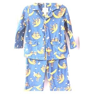 Nick & Nora Blue SockMonkeyBananasToddler PajamaSe